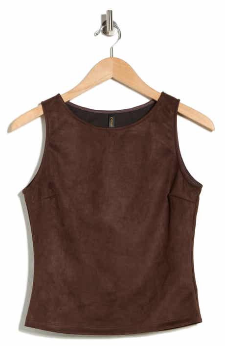 Renee C Faux Suede Sleeveless Top