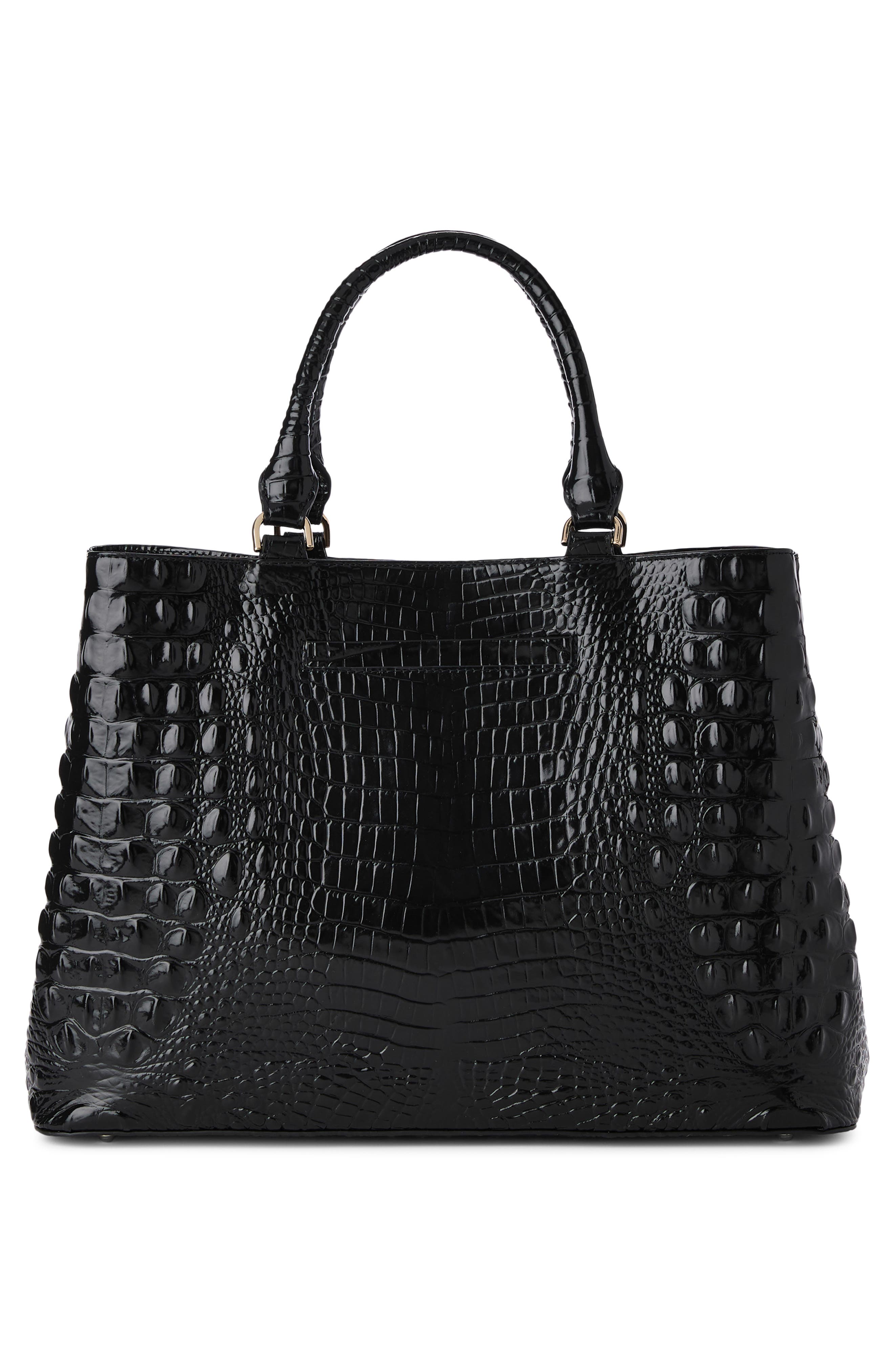 Brahmin Denise Croc Embossed Leather Tote, Alternate, color, Black