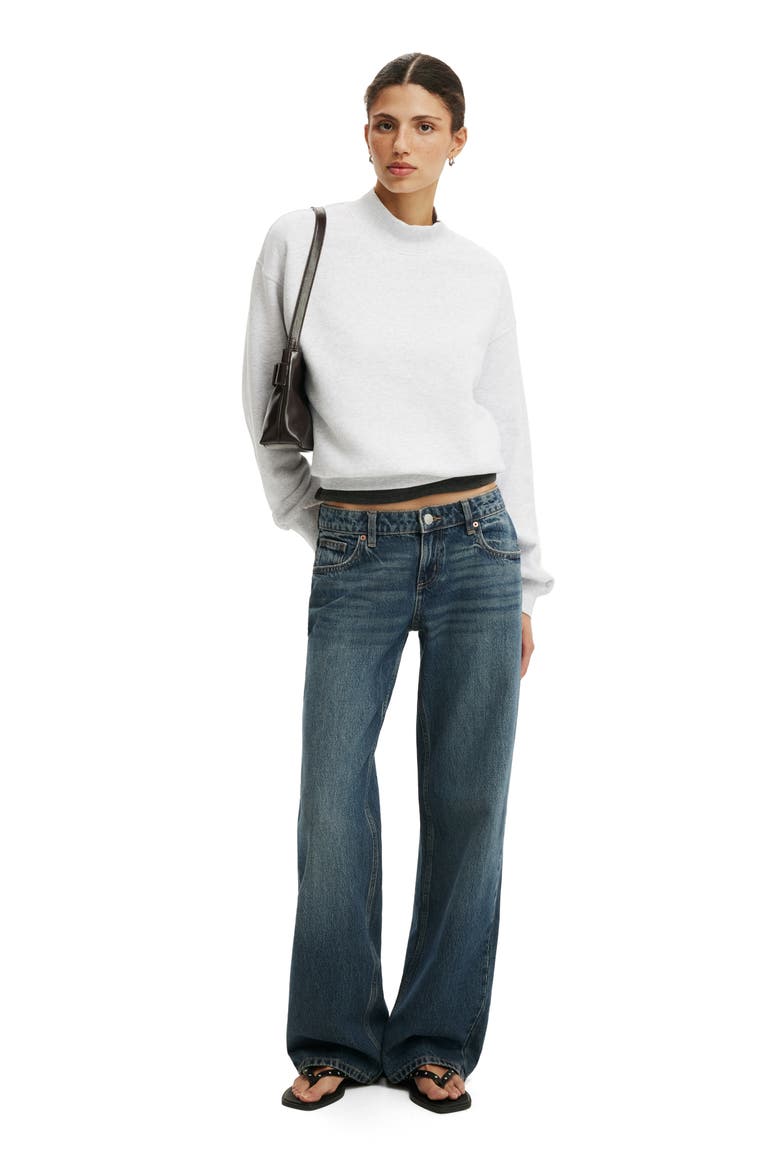 Women's Mock Neck Sweatshirt, Alternate, color, Light Grey Marle