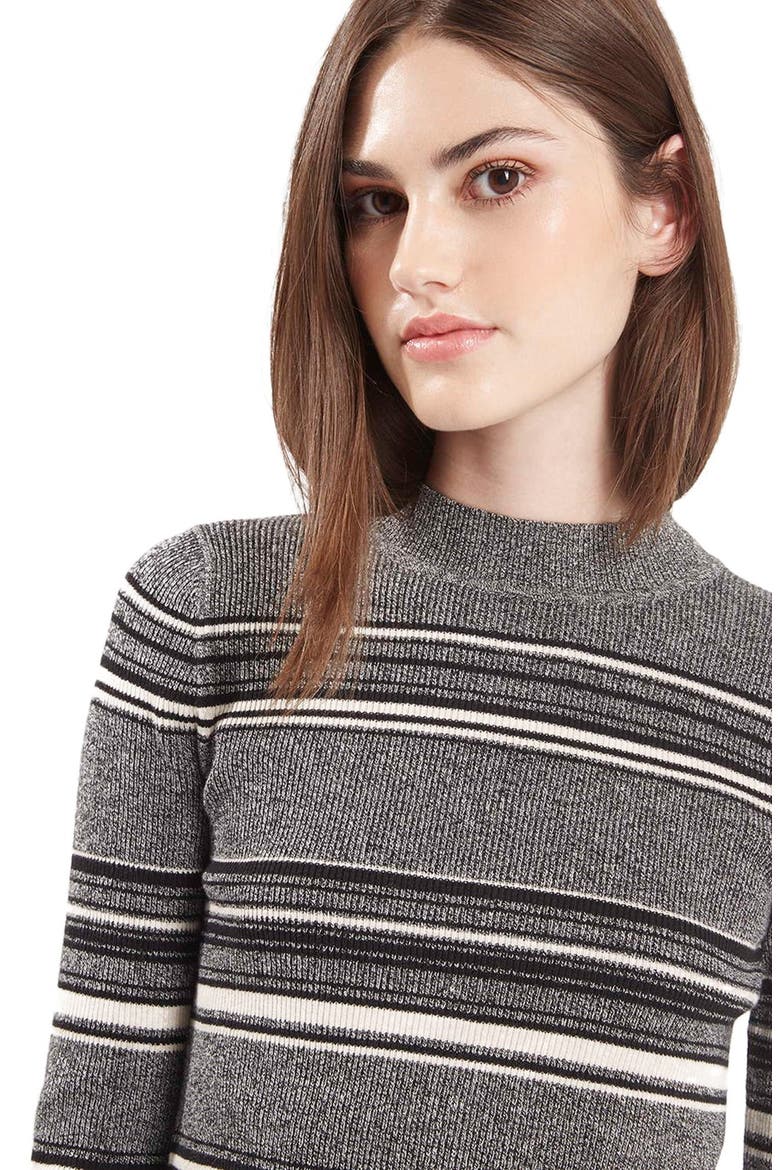 Stripe Crop Sweater, Alternate, color, GREY MULTI