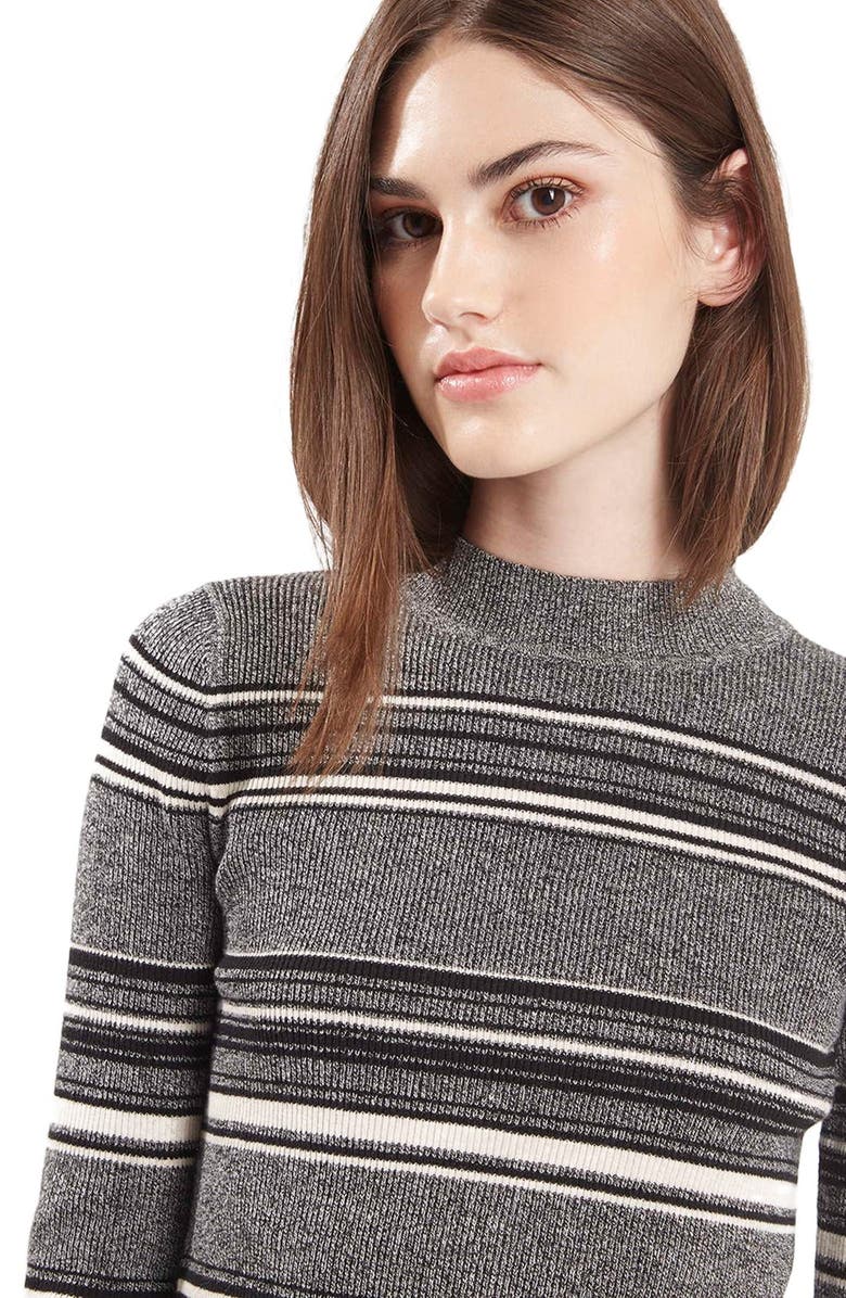 Topshop Stripe Crop Sweater, Alternate, color, 