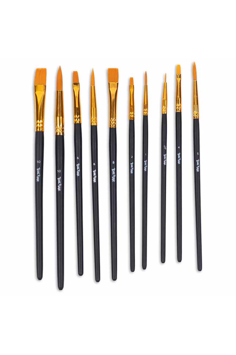 Brush Set Value Pack 10Pc Gold Taklon Bristles, Alternate, color, Gold
