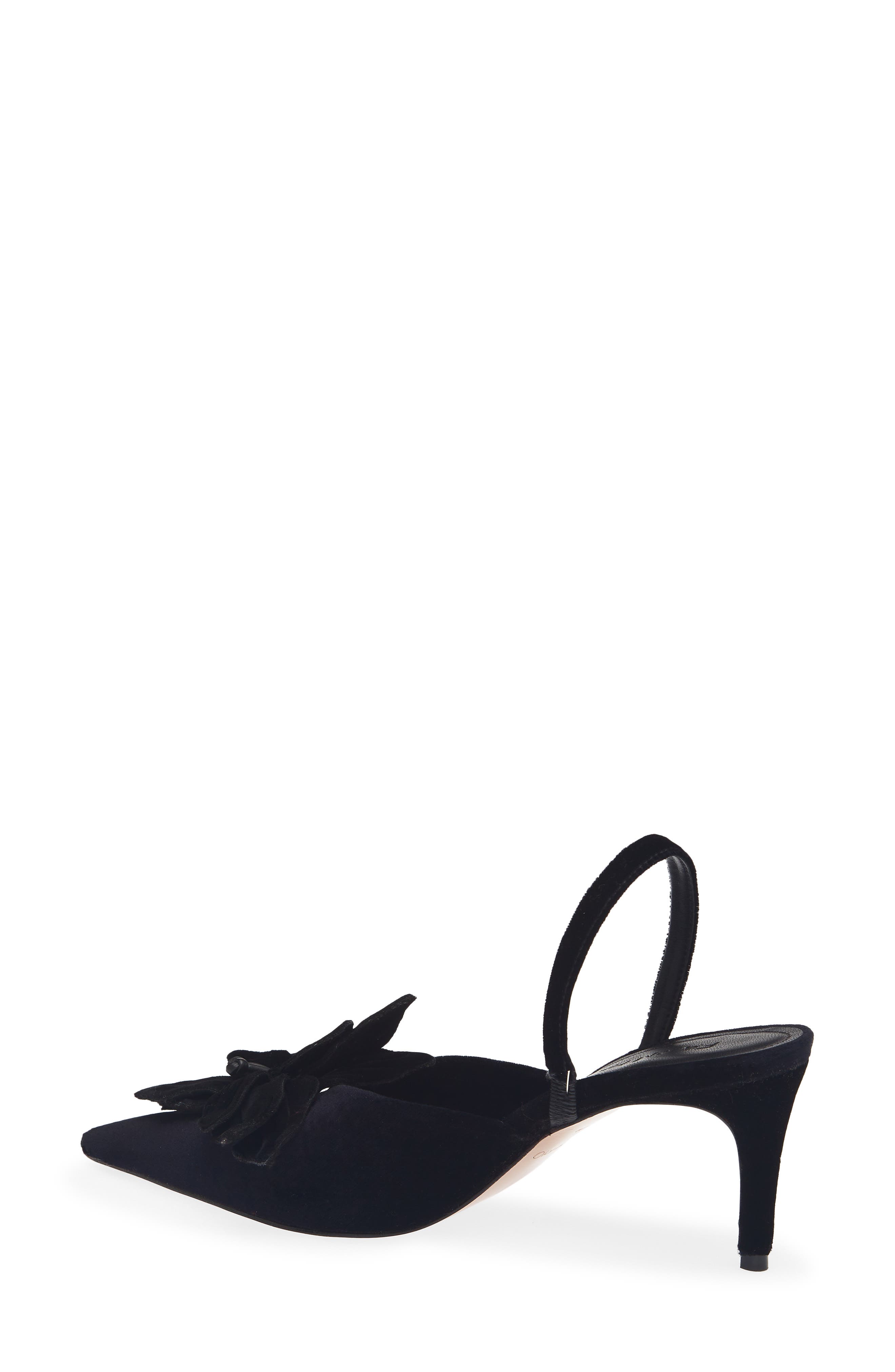 Flower Velvet Slingback Pump, Alternate, color, BLACK