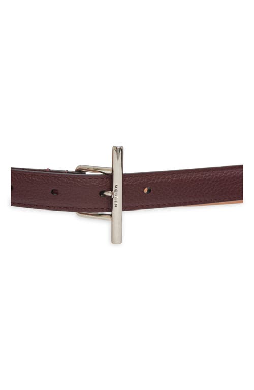 Alexander Mcqueen Sling Leather Belt In Cranberry/silver