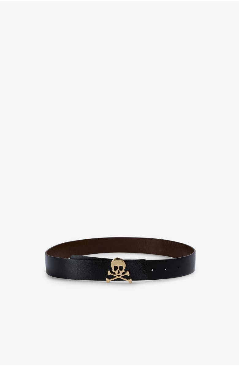 Scalpers Spring Skull Leather Belt, Alternate, color, Blackbrown