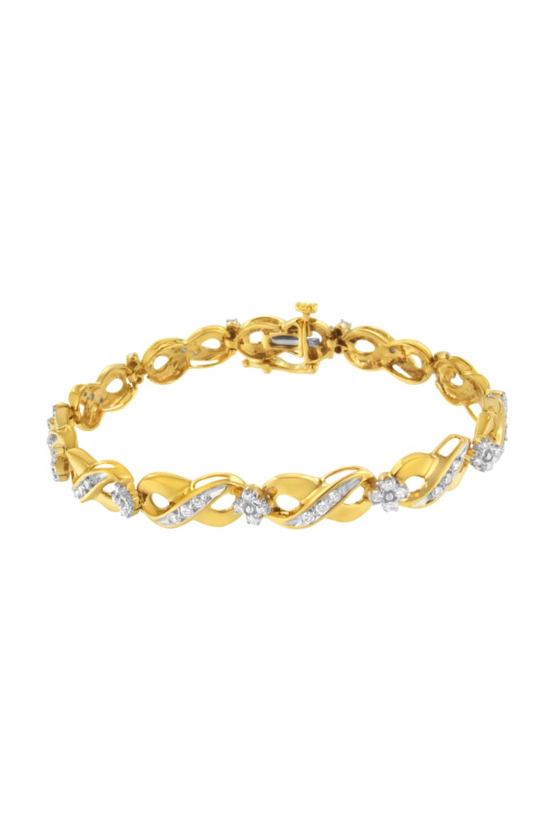 10K Yellow Gold Round-Cut Diamond Infinite Love Bracelet, Alternate, color, Yellow