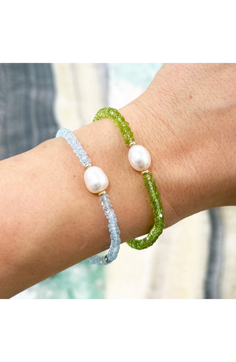 The Lovery Fine Jewelry Blue Topaz Bead Pearl Bracelet, Alternate, color, Blue Topaz