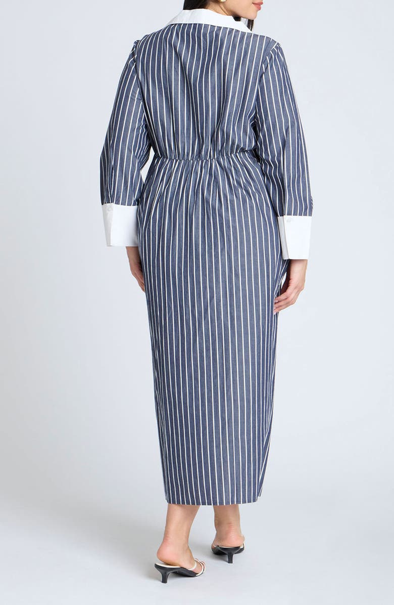 ELOQUII Stripe Midi Shirtdress, Alternate, color, 