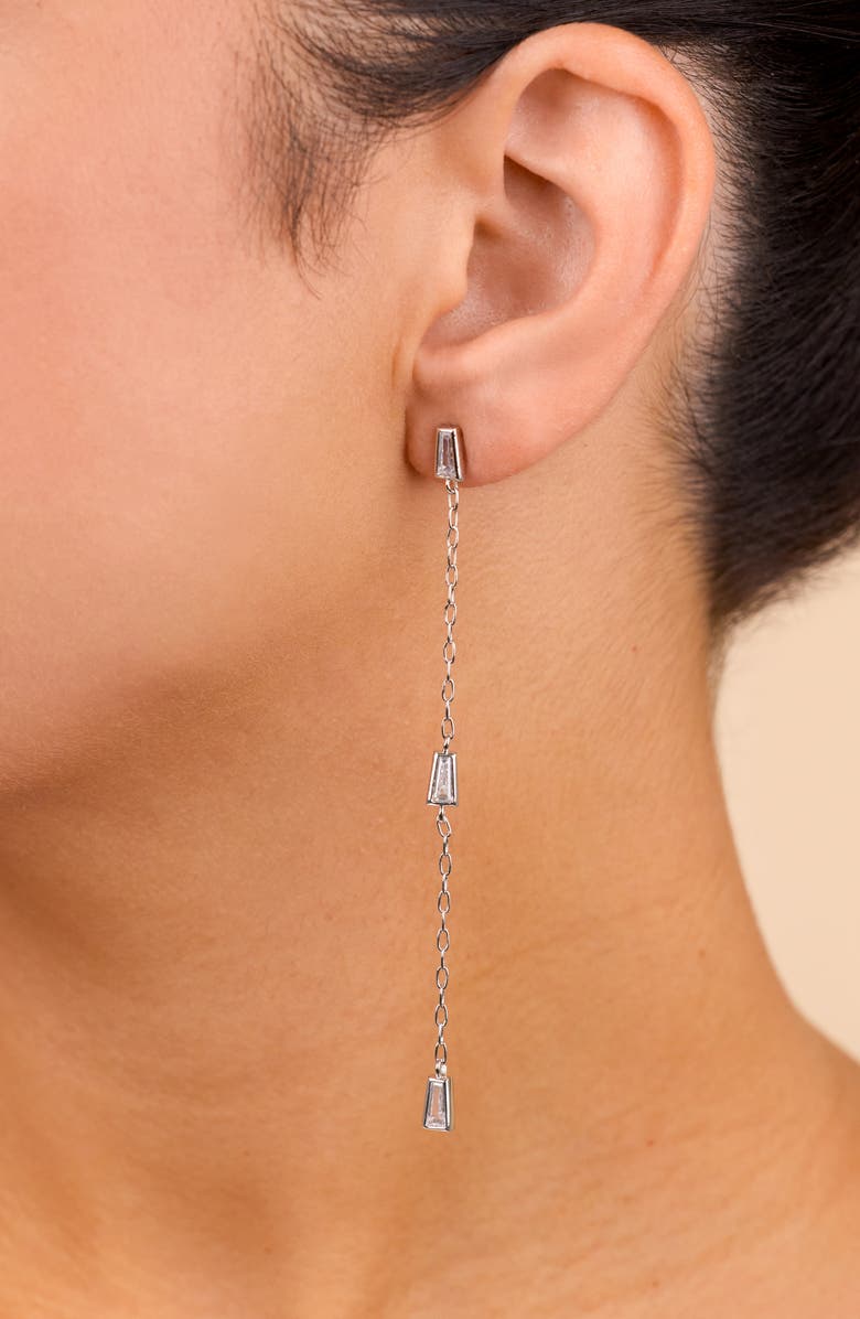 Sterling Forever Rhodium Plated Lillian CZ Drop Stud Earrings, Alternate, color, 