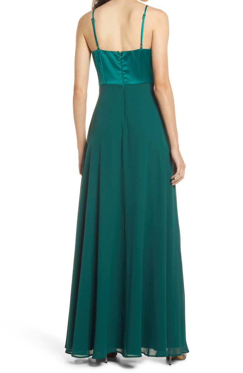 Lulus Best Part of Me Satin Bustier Chiffon Gown, Alternate, color,