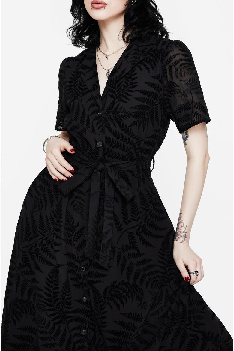 Lunafern Fern Midi Shirt Dress, Alternate, color, Black