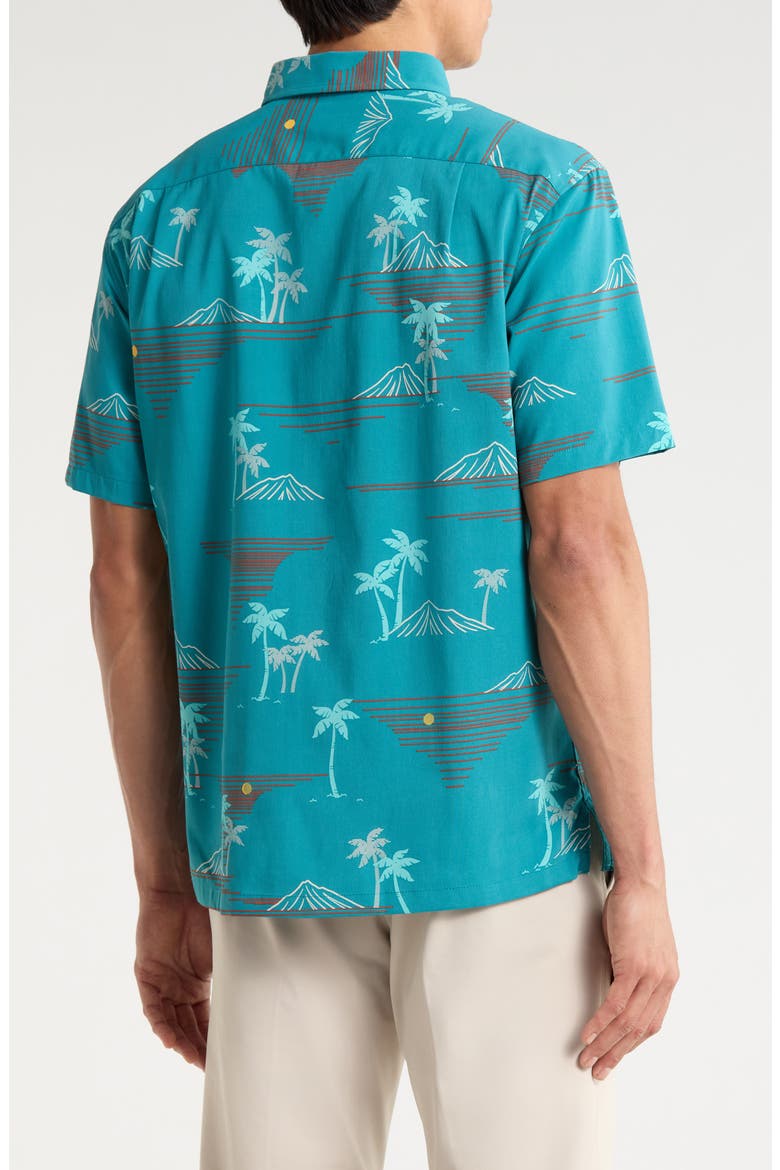 Oasis Short Sleeve Button-Down Shirt, Alternate, color, PEACOCK