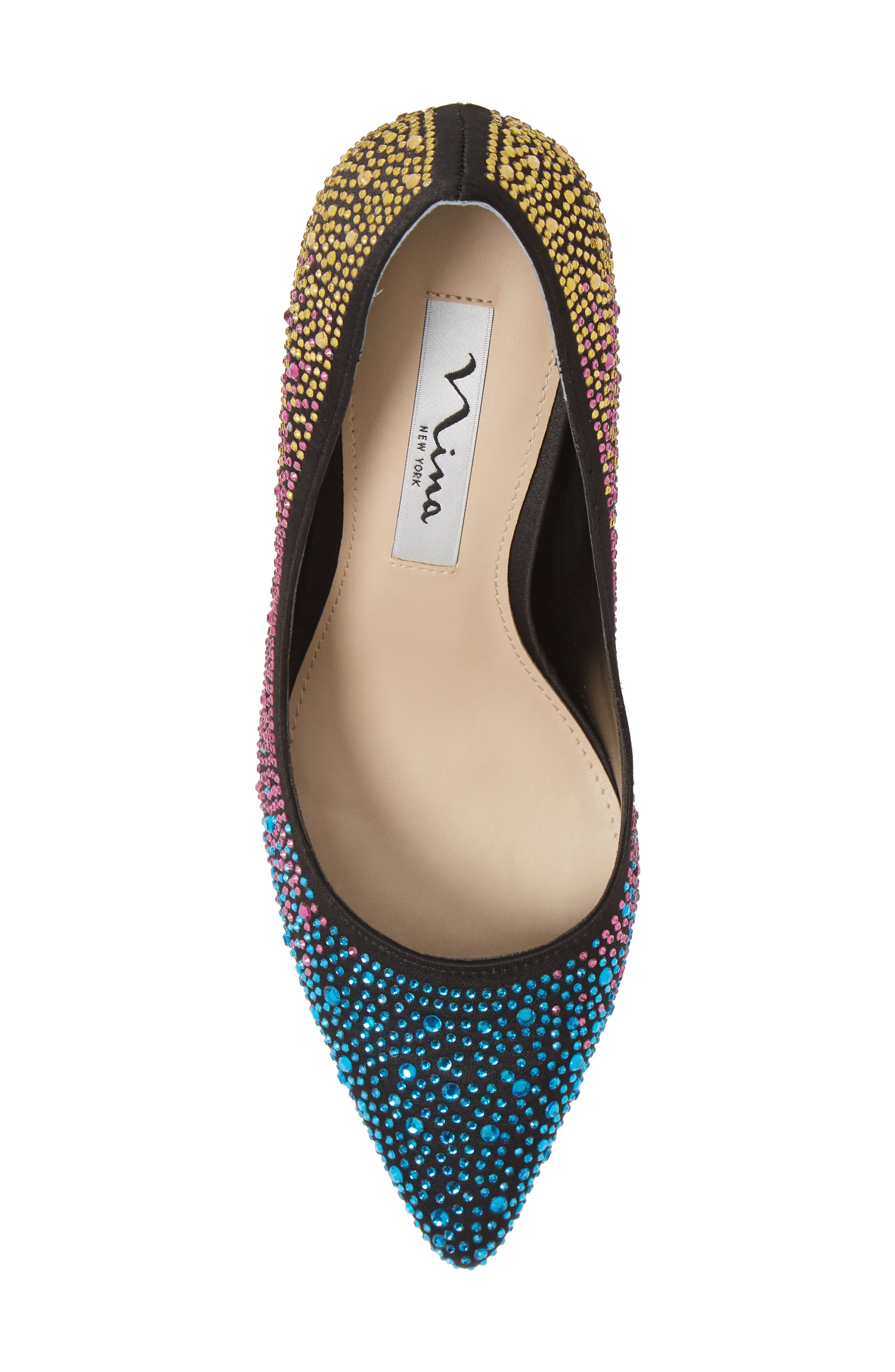 Nina Nickie 2 Crystal Studded Pointy Toe Pump, Alternate, color, 