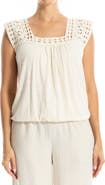 MAX STUDIO Open Stitch Square Neck Top