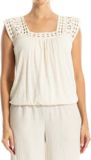 MAX STUDIO Open Stitch Square Neck Top