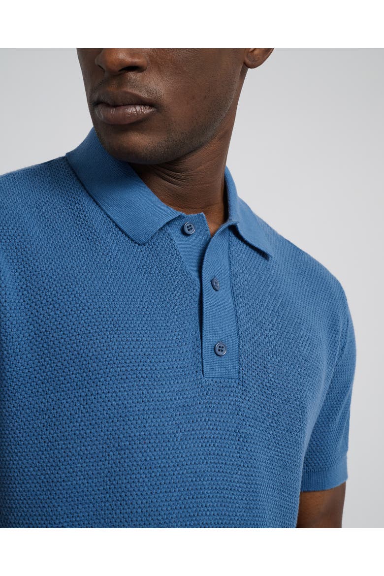 Cotton Textured Knit Polo, Alternate, color, VINTAGE INDIGO