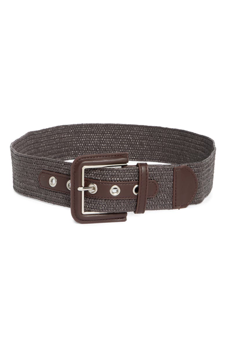 Vince Camuto Covered Buckle Woven Belt, Main, color, Espresso