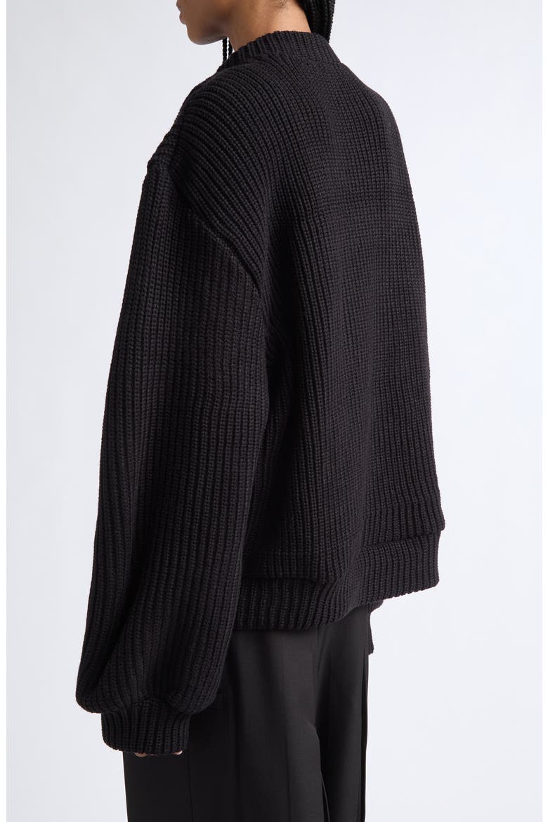 Braided Ribbed Knit Sweater, Alternate, color, BLACK