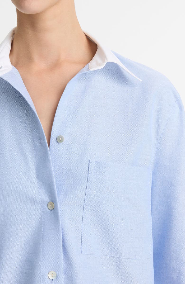 Vince Contrast Collar Oxford Button-Up Shirt, Alternate, color, Kyanite