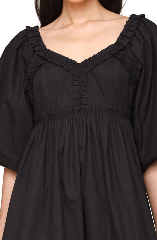Avec Les Filles Puff Sleeve Bubble Hem Minidress In Black