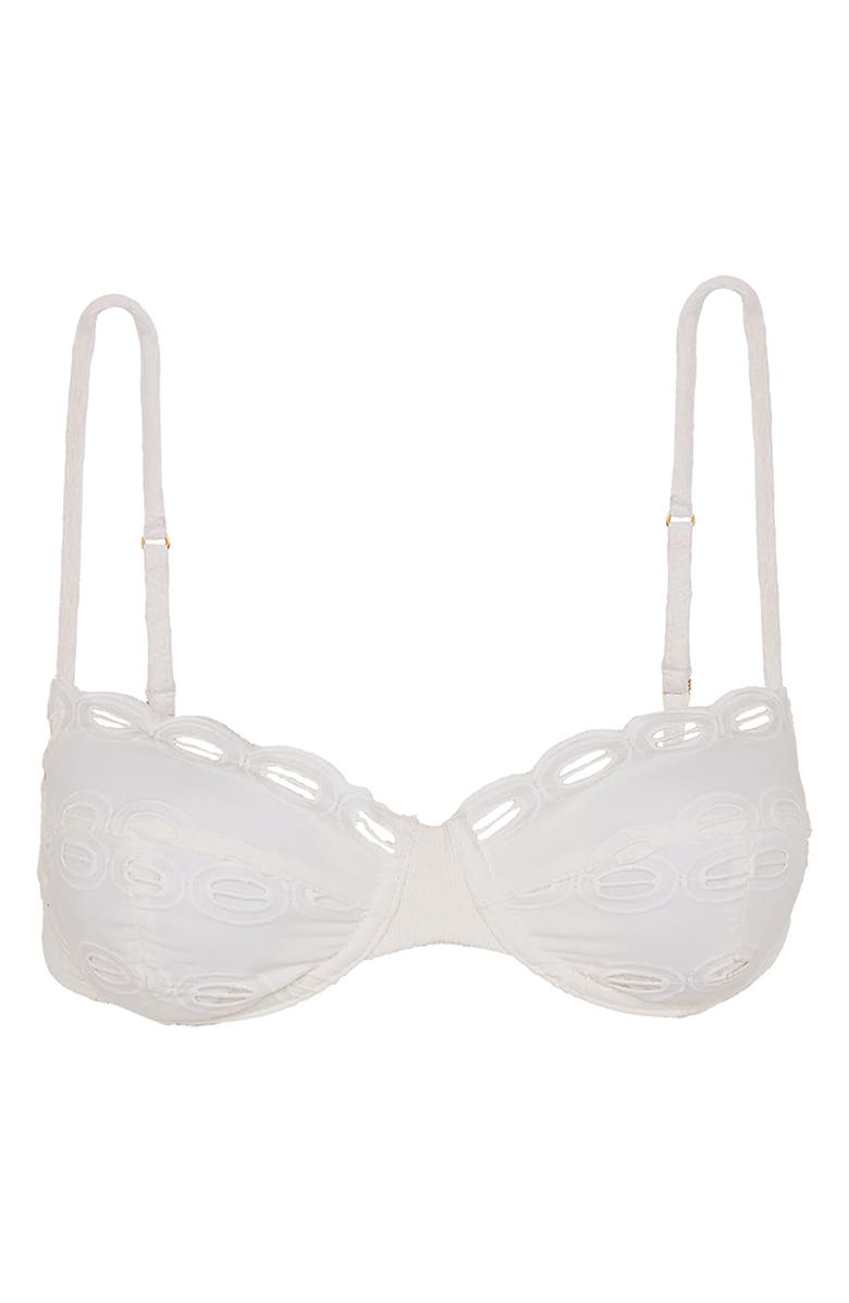 ViX Paula Hermanny Naya Nissi Cotton Eyelet Underwire Bikini Top, Alternate, color, White