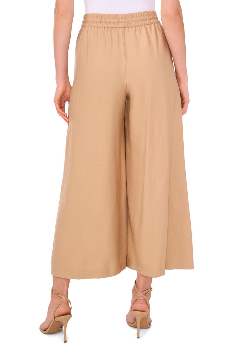 Vince Camuto Bead Tie Crop Wide Leg Pants, Alternate, color, Toffee