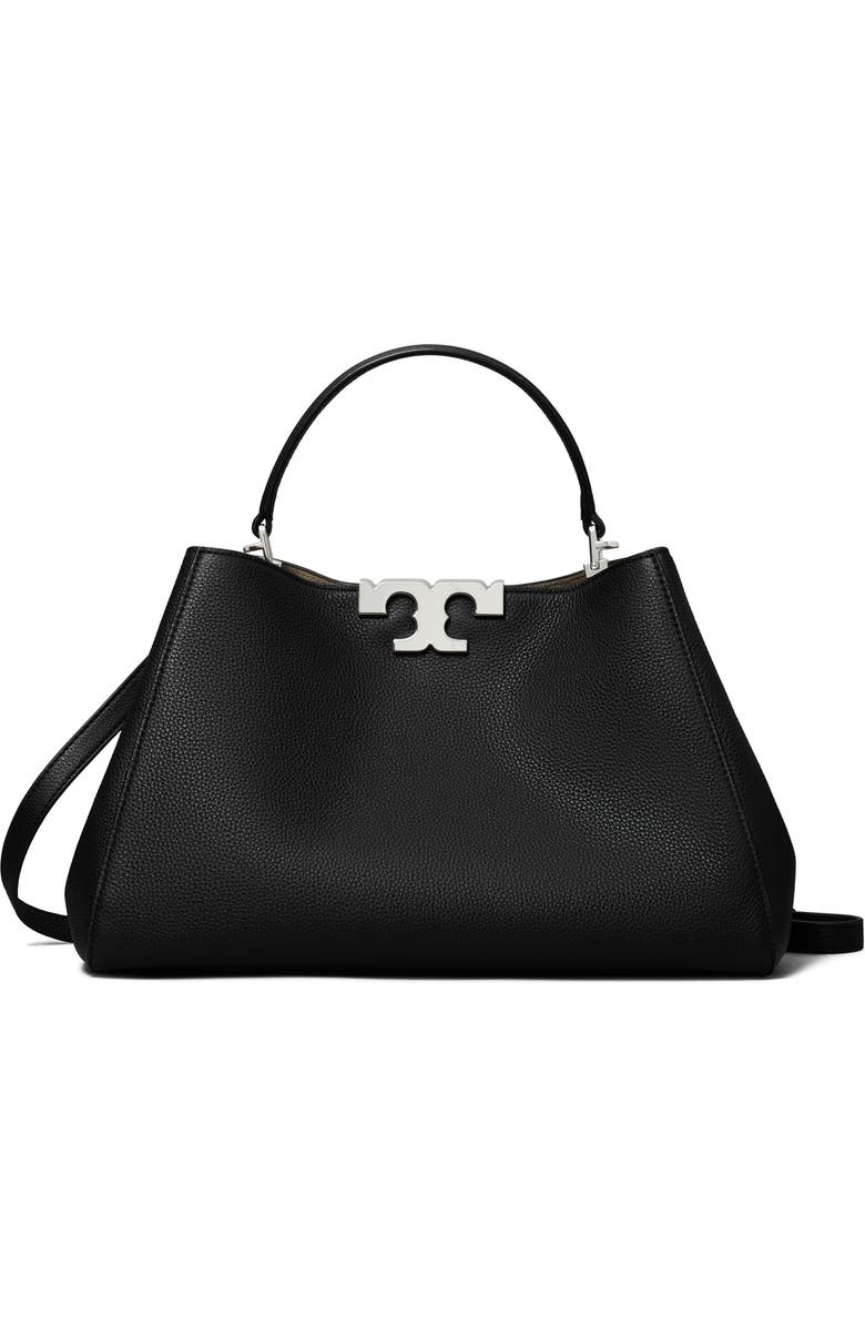 Tory Burch Eleanor Soft Leather Satchel, Main, color, Black