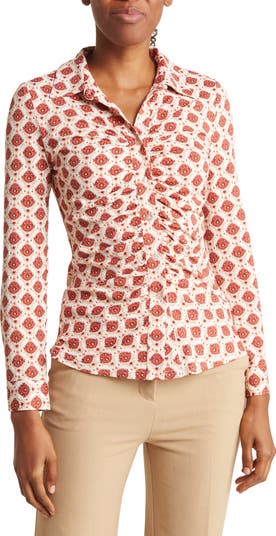 BY DESIGN Carla Ruched Button-Up Blouse | Nordstromrack