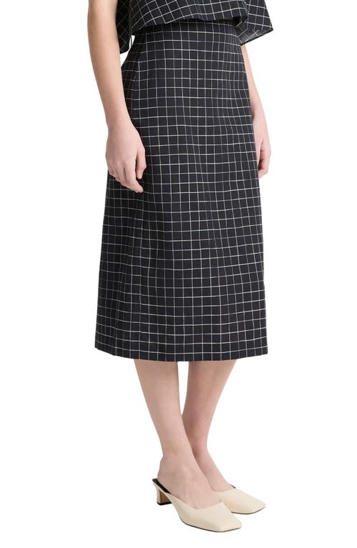Vince Trellis Plaid Pencil Skirt In Black