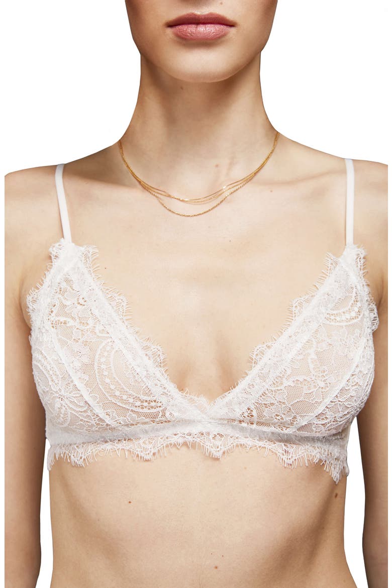 Ivory Lace Bra With Trim, Main, color, IVORY