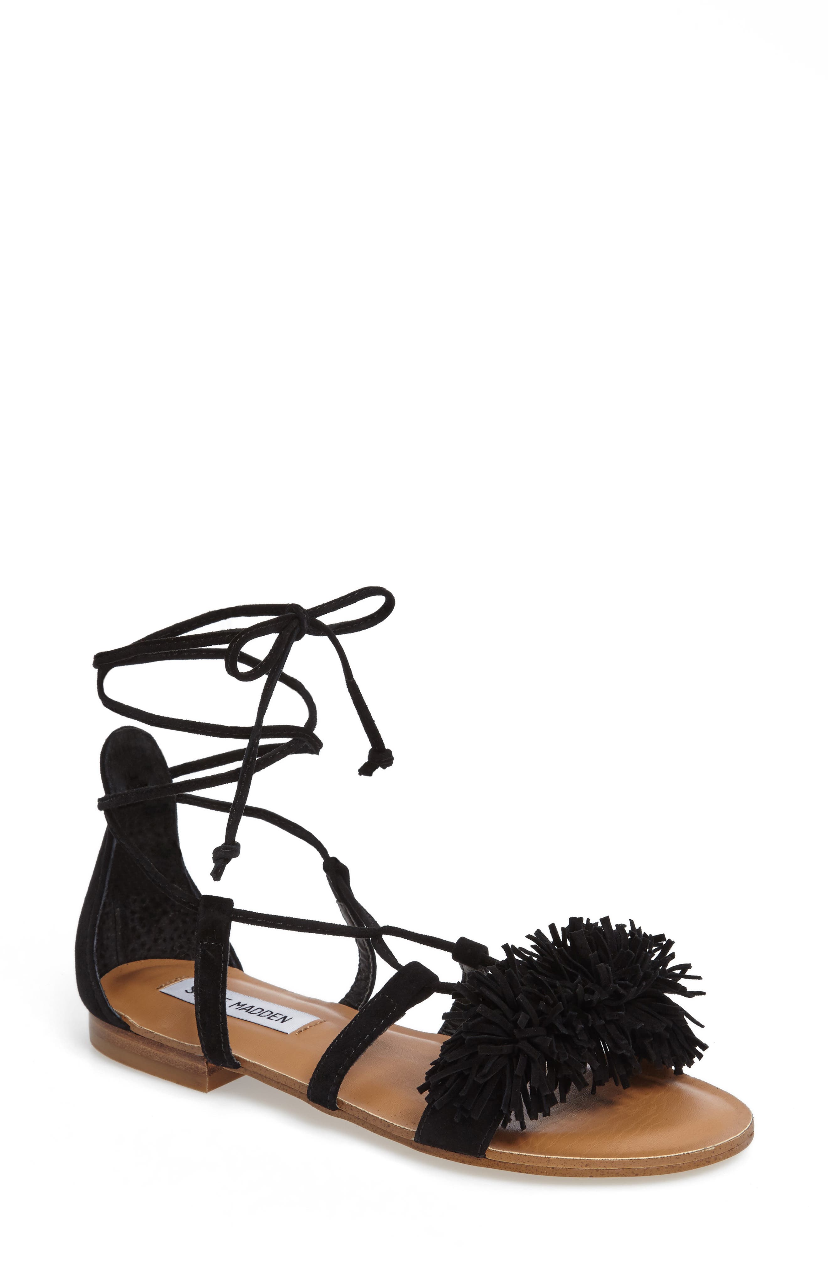Swizzle Lace-Up Sandal, Main, color, BLACK SUEDE