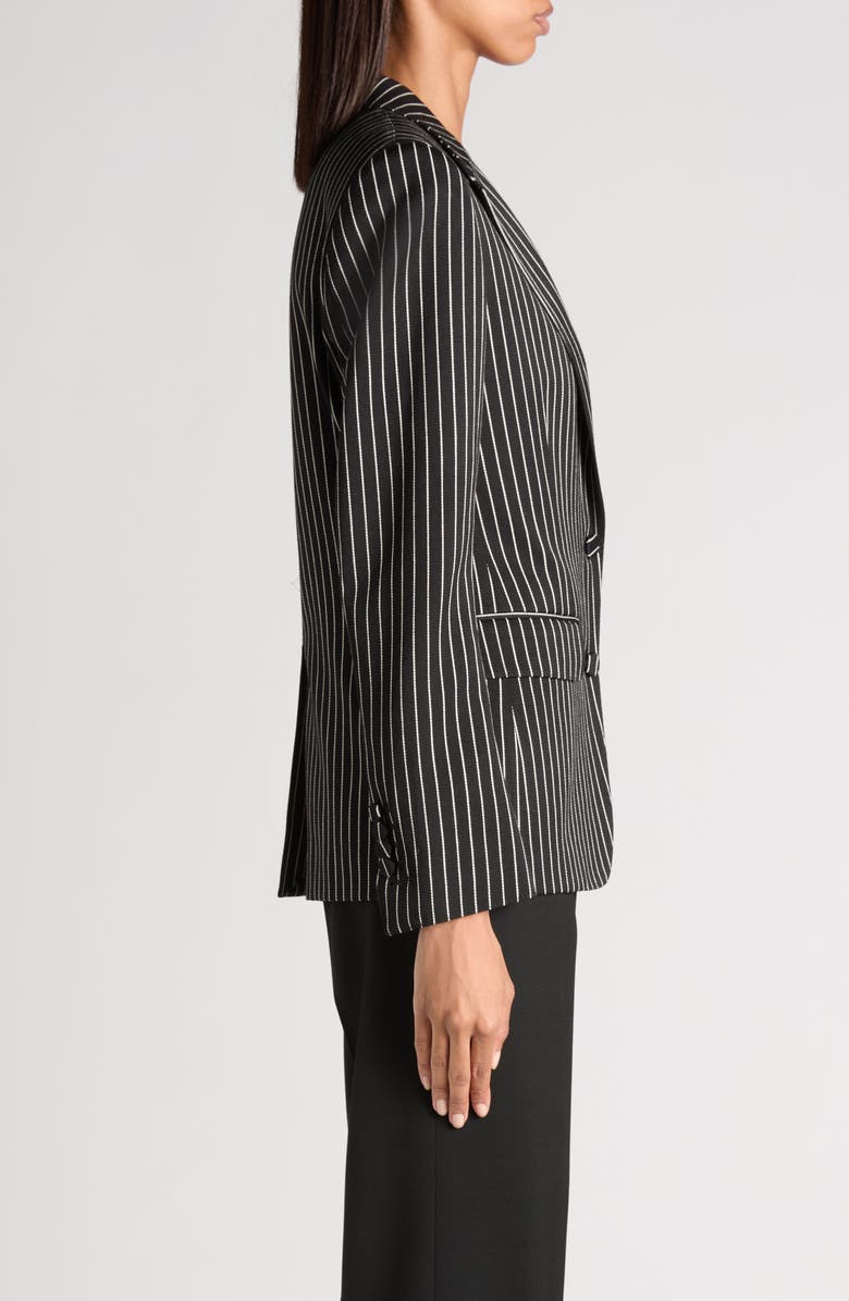 TOM FORD Pinstripe Wool Blend Barathea Jacket, Alternate, color, Black/ Ecru