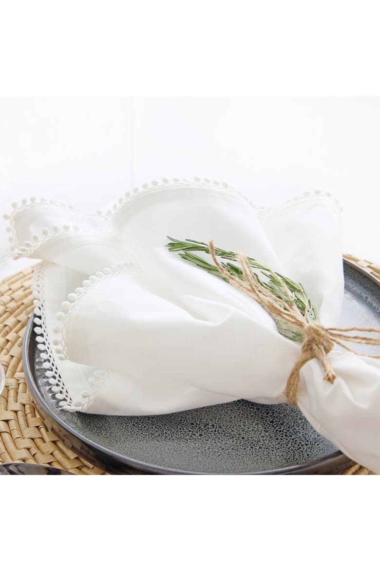 Linen Dinner Napkins Set of 4, 20 x 20 Inch for Dining Table, Holiday and Everyday Table Decor - Maddie, Alternate, color, White