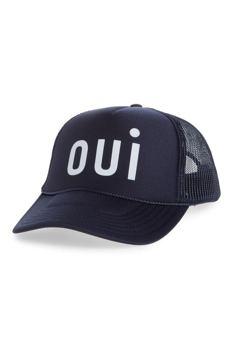 Trucker Hat, Main, color, NAVY W/ CREAM OUI