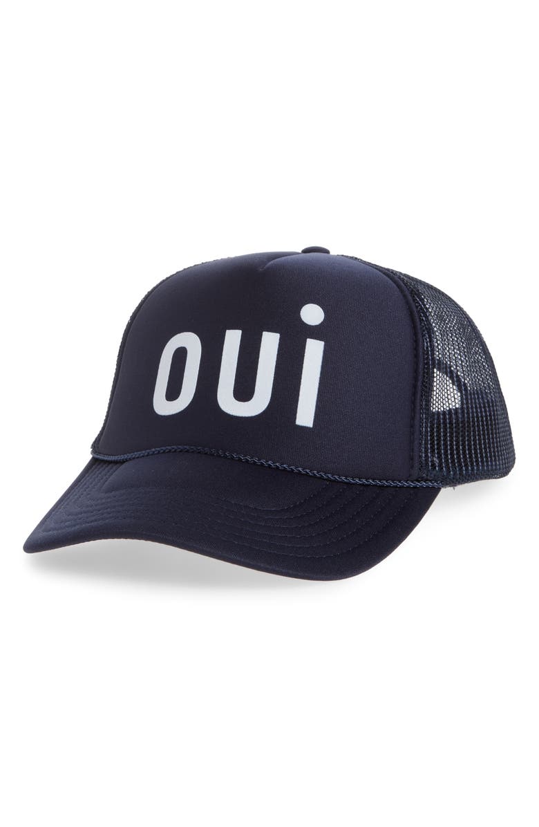 Clare V. Trucker Hat, Main, color, Navy W/ Cream Oui