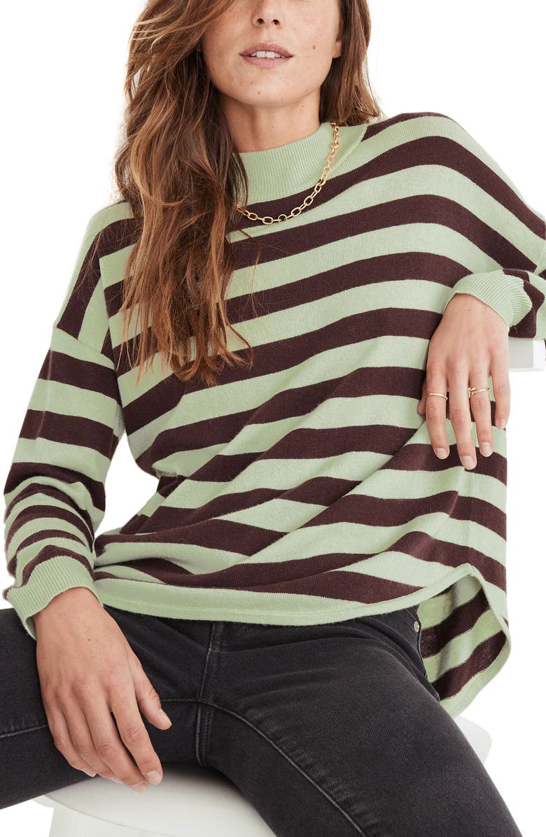 Madewell Ashbury Kelsey Stripe Mock Neck Sweater, Main, color,