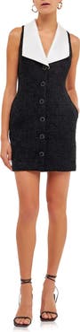 Endless Rose Contrast Collar Tweed Dress