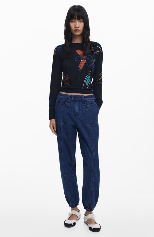 Desigual Denim Joggers In Blue