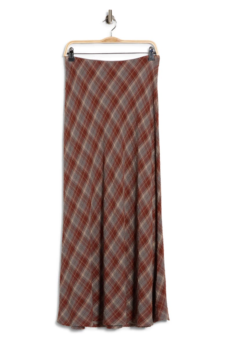 Plaid Maxi Skirt, Main, color, GREY/ ADOBE PLAID