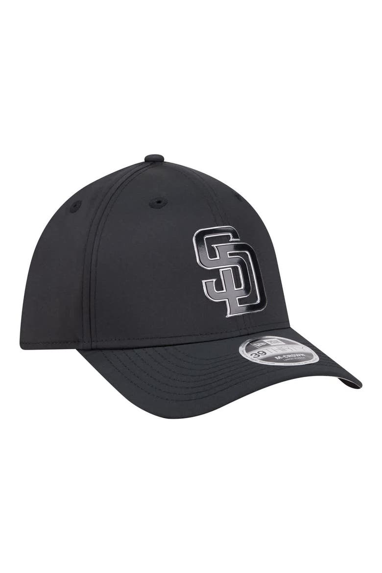 Men's New Era  Black San Diego Padres Metallic 39THIRTY M-Crown Flex Hat, Alternate, color, Black