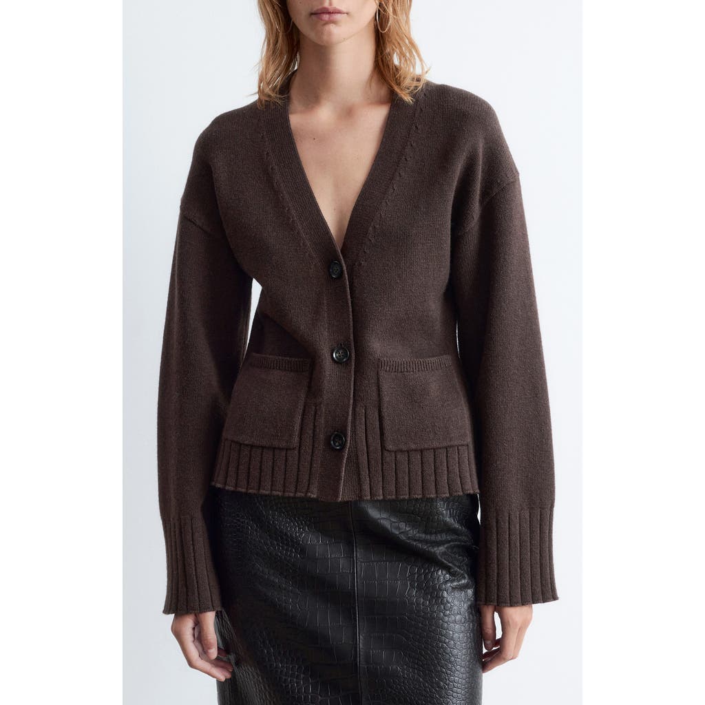 & Other Stories Cotton & Merino Wool Cardigan In Brown