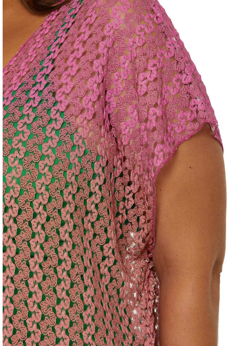 Sunset Metallic Ombré Cover-Up Robe, Alternate, color, AZALEA/ EMERALD