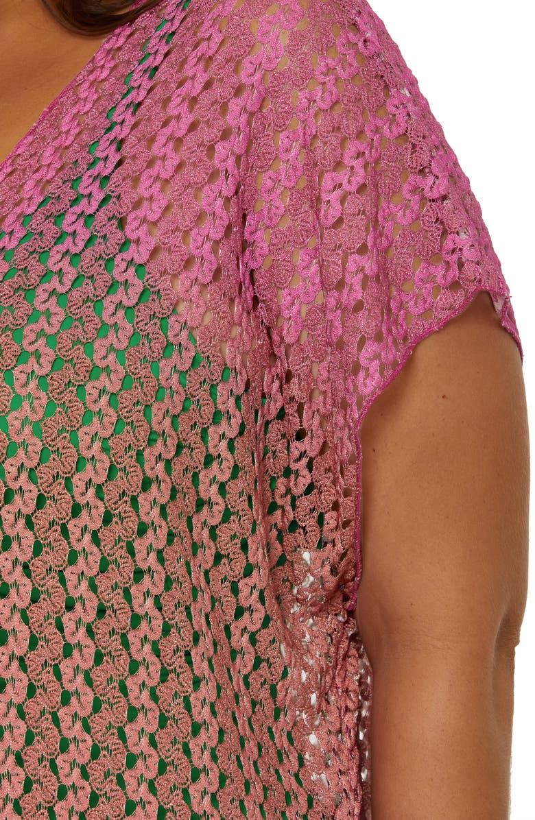 Becca Etc. Sunset Metallic Ombré Cover-Up Robe, Alternate, color, Azalea/ Emerald