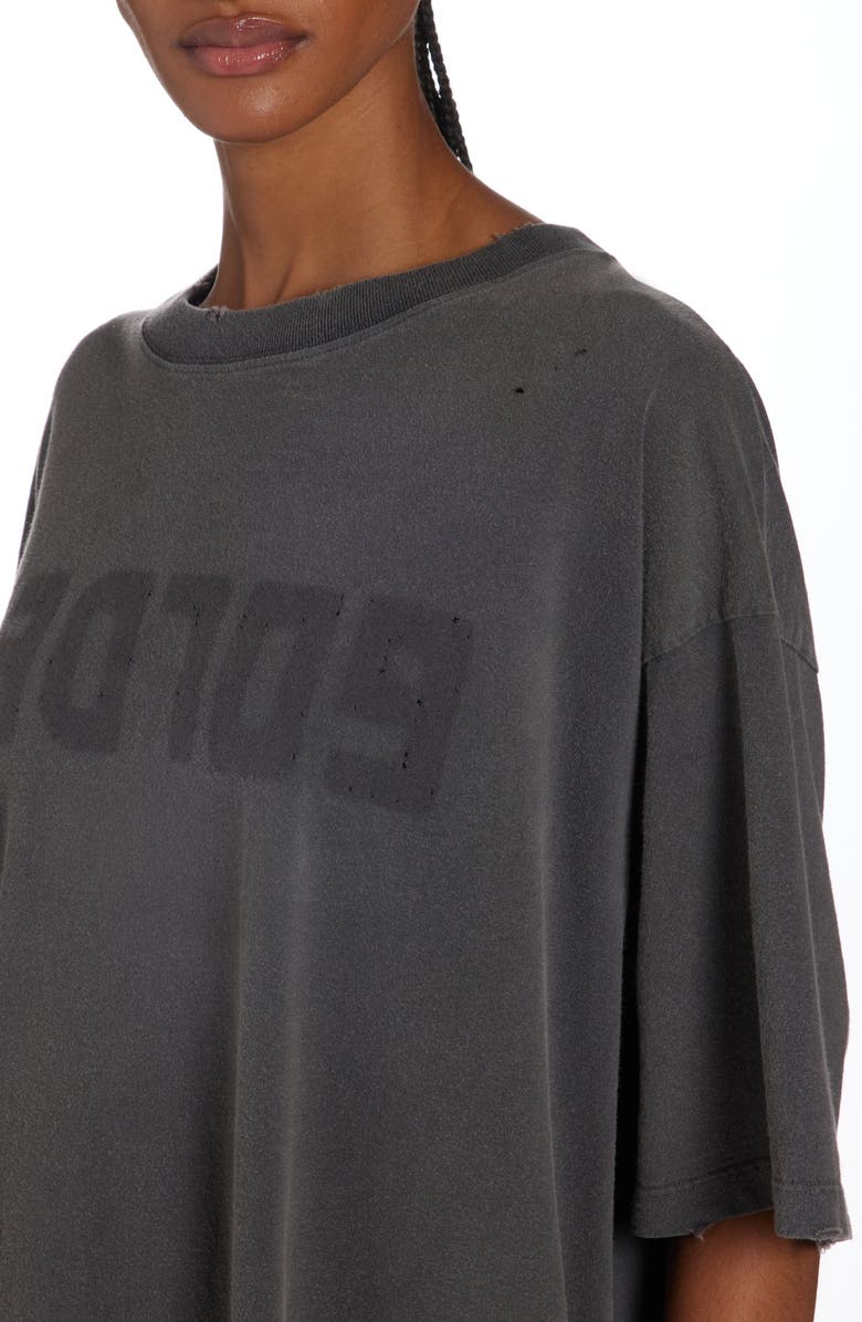 Golden Goose Distressed Logo Graphic T-Shirt Dress, Alternate, color, Anthracite