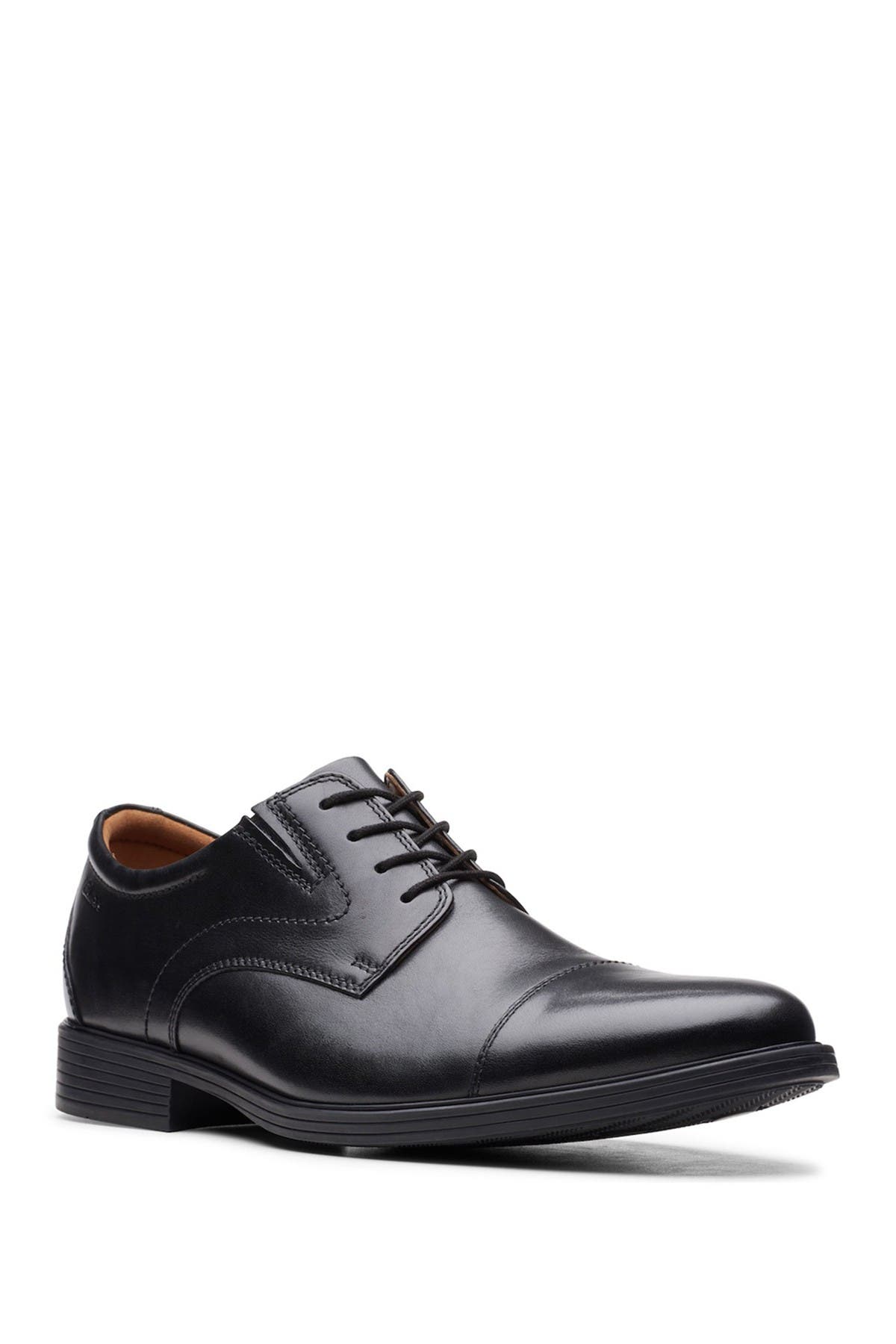 Clarks<sup>®</sup> Whiddon Cap Toe Oxford - Wide Width Available, Alternate, color, Black Leat