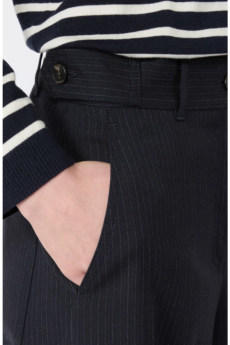 Bravo Pinstripe Wide Leg Virgin Wool Blend Pants, Alternate, color, NAVY