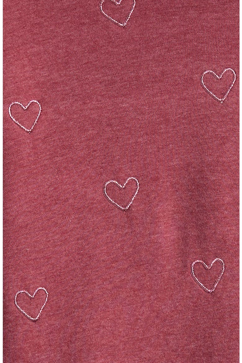 Kids' Heart Embroidered Hoodie, Alternate, color, MAROON