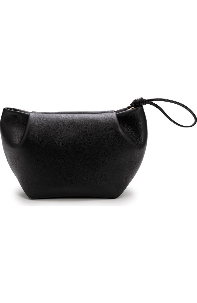 LA PORTEGNA Marta Leather Clutch Bag With Shoulder Strap, Alternate, color, Black