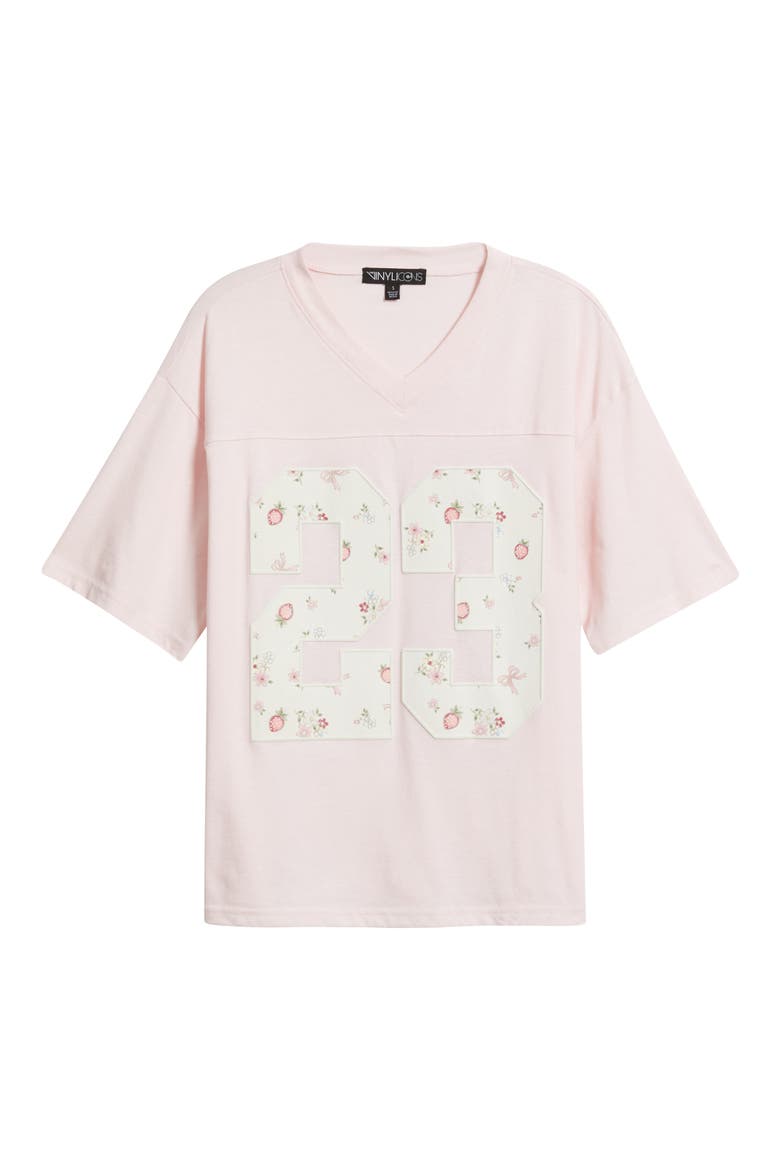 Numeral Floral Appliqué Cotton Blend T-Shirt, Alternate, color, PINK