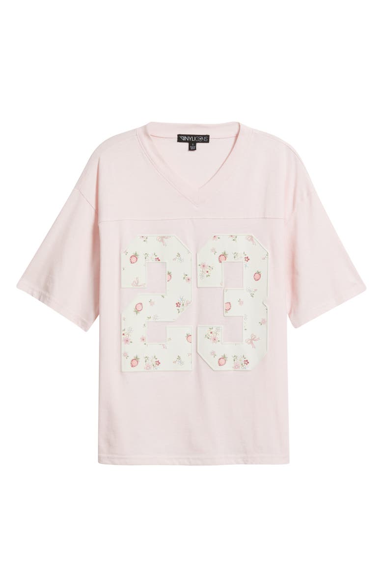 Vinyl Icons Numeral Floral Appliqué Cotton Blend T-Shirt, Alternate, color, Pink